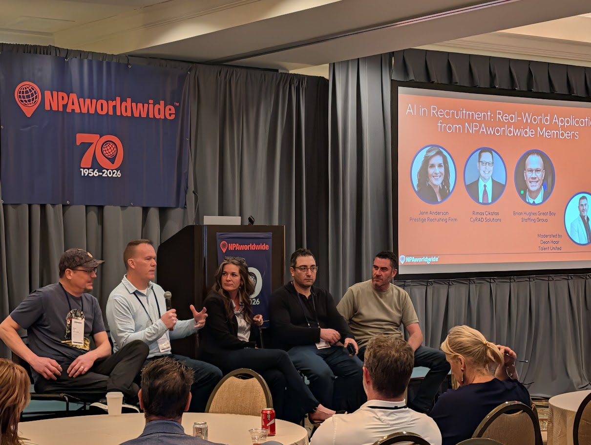 Brian Hughes speaking on AI in recruitment at NPAworldwide, 2026